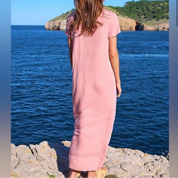 Free People Simone Jenner Ribbed Tee Maxi Dress in Dark Teal NWT XL - Picture 11 of 14